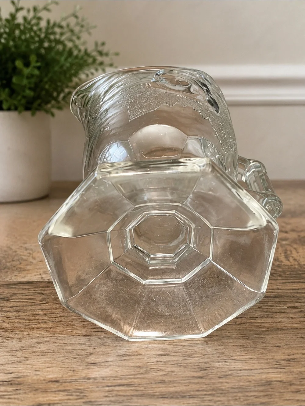 Vintage Jeannette Glass Baltimore Pear Clear Footed Creamer Pitcher